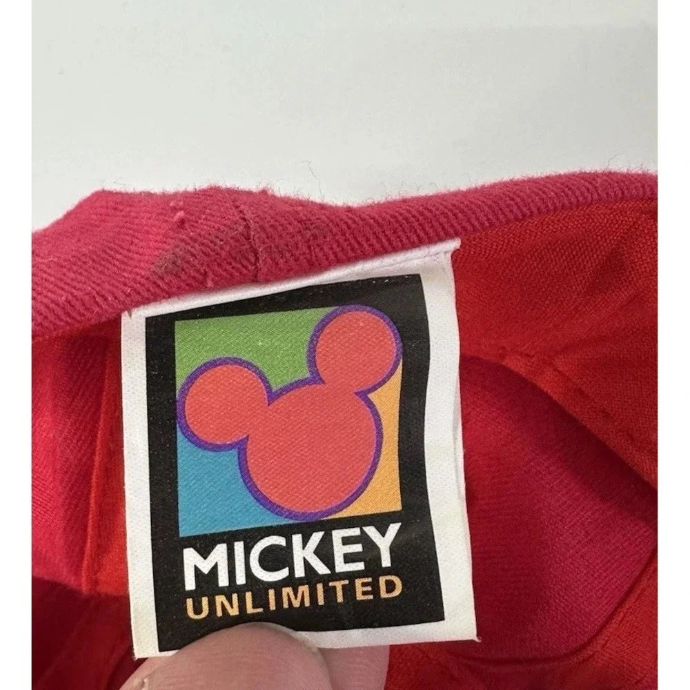 Vintage Mickey Mouse Baseball Hat Kids Walt Disney World Cap Nautical Red White